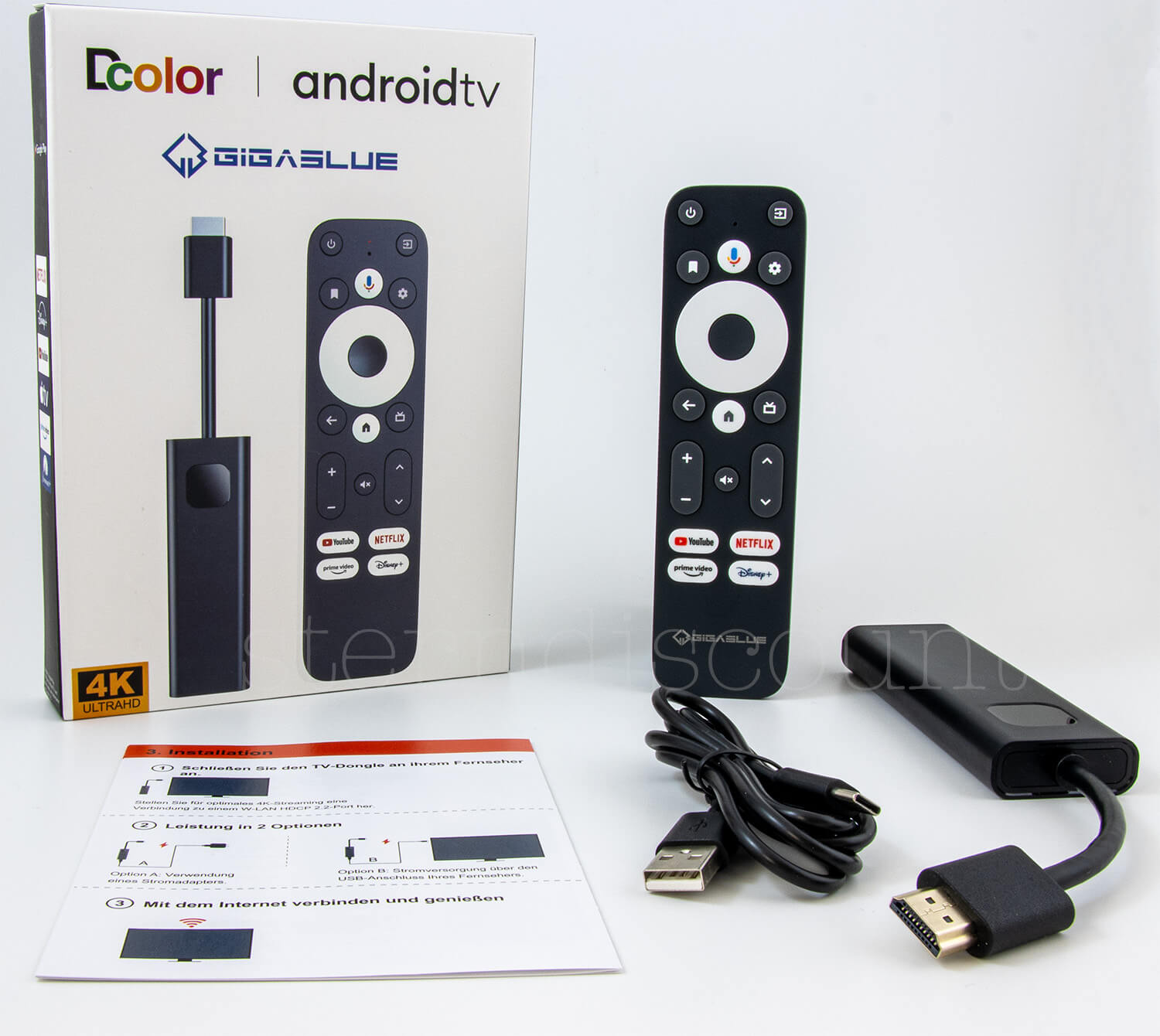 Gigablue TV Stick Pro 4k Android lieferumfang