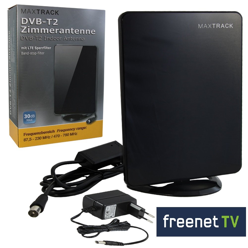 Zimmerantenne DVB-T2 HD Aktive Innen Antenne 30dB Verstärkung Reichweite 25km Kö 
