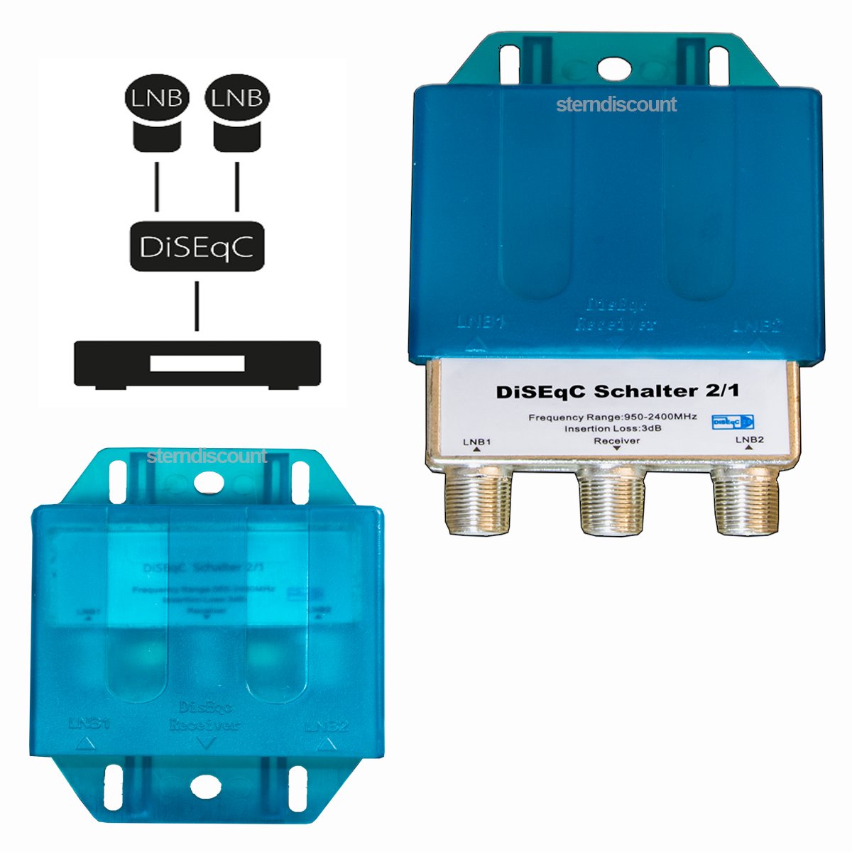 1x DiSEqC 4/1 Schalter SAT Switch Verteiler Umschalter F-Stecker HD 4 in 1 4x1