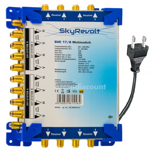 Sky-Rev-17-8-Multischalter für 4 lnb 8 teilnehmer