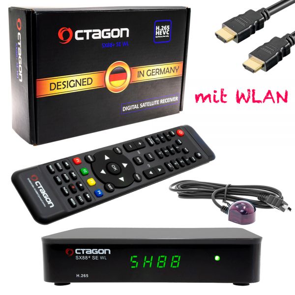 Octagon SX88+ Se CA HD HEVC Full HD LAN USB H.265 Multistream Sat DVB-S2X R/écepteur IPTV Stalker Xtream Capteur IR Noir Youtube